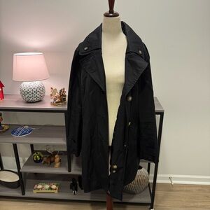 London Fog Hooded Trench Coat – Black – XL | Classic All-Weather Style